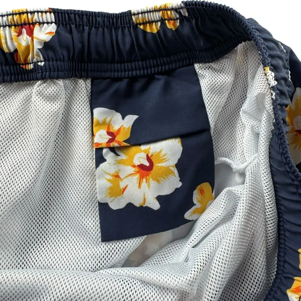 J.Crew Flex Swimwear Swim Trunks Men's Large Navy Floral Mesh Brief Lined Beach